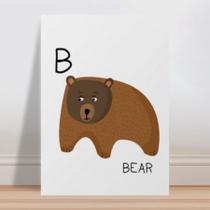 Placa decorativa infantil urso marrom inicial B