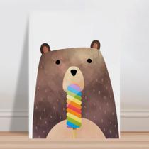 Placa decorativa infantil urso picolé colorido - Wallkids