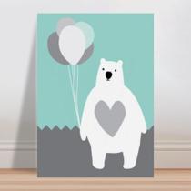 Placa decorativa infantil urso polar bexigas