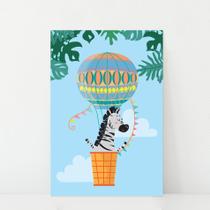 Placa Decorativa Infantil Zebra e Balão 30x40cm