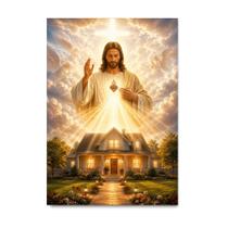 Placa Decorativa Jesus Abençoando um Lar Católico 15x21cm Placa Decorativa Jesus Abençoando um Lar Católico 15x21cm