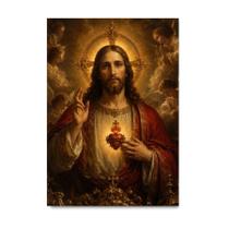 Placa Decorativa Jesus em Estilo de Pintura Sacra Barroca 30x42cm Placa Decorativa Jesus em Estilo de Pintura Sacra Barroca 30x42cm