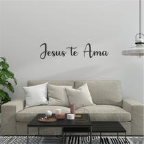 Placa Decorativa "JESUS TE AMA" Mdf Preto Aplique Parede