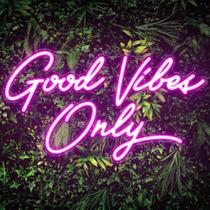 Placa decorativa Kavaas Good Vibes Only LED 45x25 cm rosa