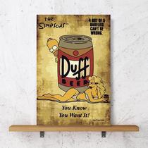 Placa Decorativa Lata de Duff e Homer Simpson Estilo Envelhecido