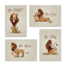 Placa Decorativa Leão Pai e Filho Kit 4un 20x30cm