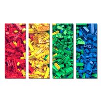 Placa Decorativa Lego Painel MDF Colorido Kit 4 Placas 20x60