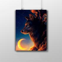 Placa Decorativa Lobo 20X30Cm Guardião Da Noite Placa Decorativa Lobo 20X30Cm Guardião Da Noite