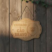 Placa Decorativa Lulu Da Pomerania - Cuidado Cão Bravo Placa Decorativa Lulu Da Pomerania - Cuidado Cão Bravo