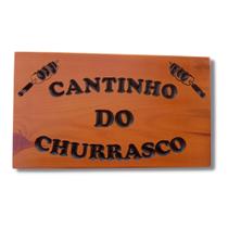 Placa Decorativa Madeira Maciça Cantinho Do Churrasco