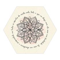 Placa Decorativa Mandala Hexágono 25x22 Mantra de Prosperidade - PH010