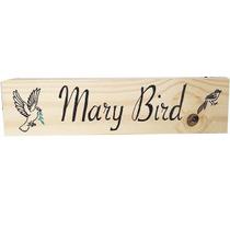 Placa Decorativa Mary Bird Em Madeira Pinus 10X50Cm