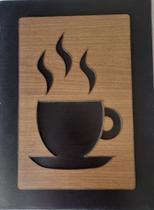 Placa decorativa MDF 30x40 com detalhe de Xícara de Café