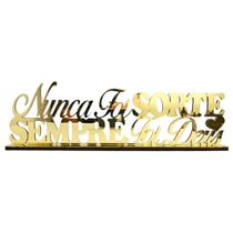 Placa Decorativa - MDF + Acrílico Espelhado Dourado - Enfeite de Sala Rack