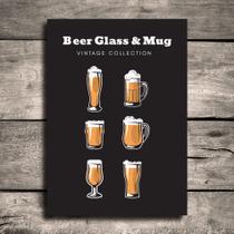 Placa Decorativa MDF Cerveja Glass & Mug 30x40 - Quartinhos