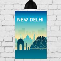 Placa Decorativa MDF Cidades Viagem Nova Delhi 20x30cm
