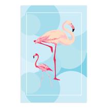 Placa Decorativa MDF Flamingos e Círculos 20x30cm