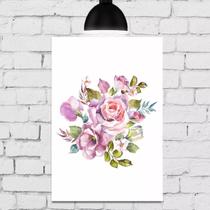 Placa Decorativa MDF Floral Aquarela 30x40