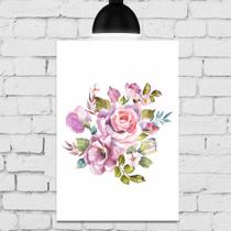 Placa Decorativa MDF Floral Aquarela 30x40