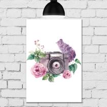 Placa Decorativa MDF Floral Camera 30x40