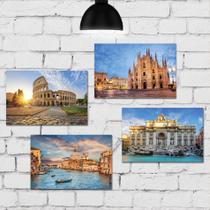 Placa Decorativa MDF Fotos da Itália Kit 4un 30x40cm Placa Decorativa MDF Fotos da Itália Kit 4un 30x40cm