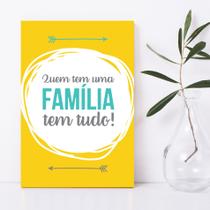 Placa Decorativa MDF Frase Família Amarela 30x40cm