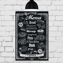 Placa Decorativa MDF Frase Giz Menu Restaurante 30x40