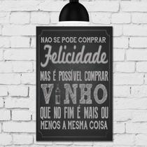 Placa Decorativa MDF Frase Giz Vinho 30x40