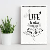 Placa Decorativa MDF Frase Life Laughing