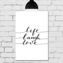 Placa Decorativa MDF Frase Life Love Laugh 30x40