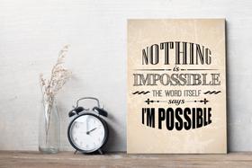 Placa Decorativa MDF Frase Nothing is Impossible Placa Decorativa MDF Frase Nothing is Impossible