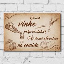 Placa Decorativa MDF Frase Vinho 30x40