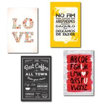 Placa Decorativa MDF Frases Kit 4 unidades 30x40 cm