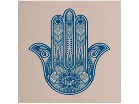 Placa Decorativa MDF Good Vibes Hamsa 29x29cm