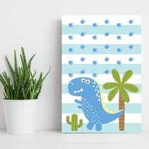 Placa Decorativa MDF Infantil Dinossauro Baby Azul 30x40