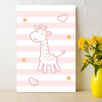 Placa Decorativa MDF Infantil Girafa Rosa 20x30cm