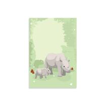 Placa Decorativa MDF Infantil Rinoceronte Família 30x40cm Placa Decorativa MDF Infantil Rinoceronte Família 30x40cm