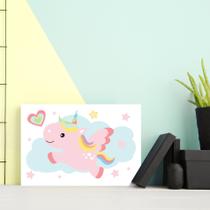 Placa Decorativa MDF Infantil Unicornio Nuvem 30x40cm