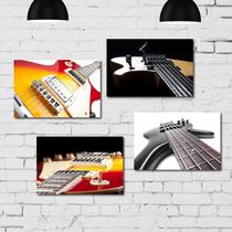 Placa Decorativa MDF Música Guitarra Kit 4un 30x40cm