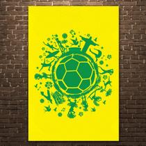 Placa Decorativa MDF País do Futebol Verde Amarela 20x30cm