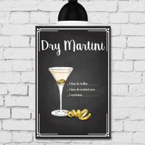 Placa Decorativa MDF Receitas de Drink Dry Martini 30x40