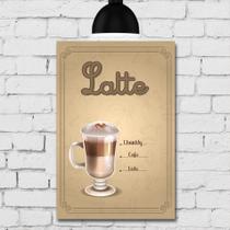 Placa Decorativa MDF Tipos de Café Latte 30x40