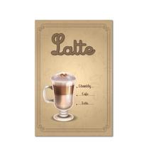 Placa Decorativa MDF Tipos de Café Latte Placa Decorativa MDF Tipos de Café Latte
