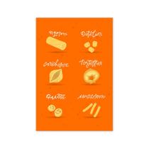 Placa Decorativa MDF Tipos de Massa Laranja 30x40cm