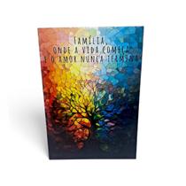 Placa Decorativa Metal Amor á Família com DuplaFace 27 cm