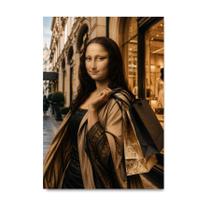 Placa Decorativa Mona Lisa nas Compras 30x42cm Placa Decorativa Mona Lisa nas Compras 30x42cm