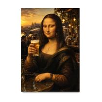 Placa Decorativa Mona Lisa no Happy Hour 40x60cm Placa Decorativa Mona Lisa no Happy Hour 40x60cm