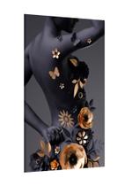 Placa decorativa - mulher modelo flores em destaque