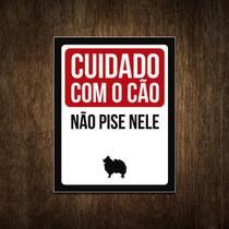 Placa Decorativa - Não Pise Nele Lulu Pomerânia 27X35