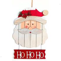 Placa Decorativa Natalina Papai Noel Ho Ho Ho Enfeite de Pendurar 45x30cm